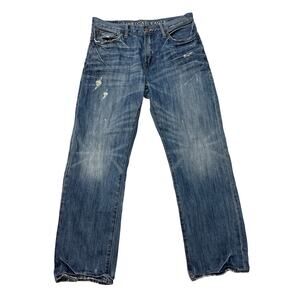 Vintage American Eagle Jeans Mens 32x32 Relaxed 100% Cotton Distressed Casual
